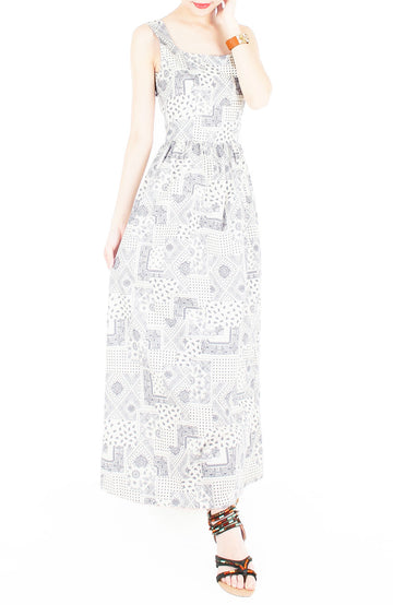 Mediterranean Mosaique Getaway Maxi Dress - Blue